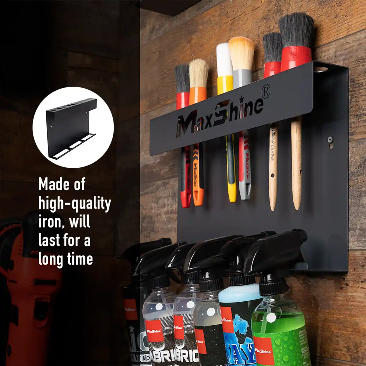 Brush and Trigger Bottle Holder – Wall-Mounted Organizer for Detailing Tools